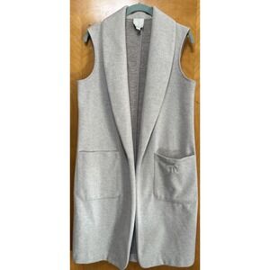 Joie Long Vest‎ Open Front Duster Cardigan Sleeveless Beige Sz Small
